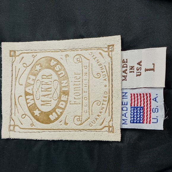 WAH MAKER Frontier Men's Black Single Breasted Tooled Silk Vest Size Large - Picture 3 of 11